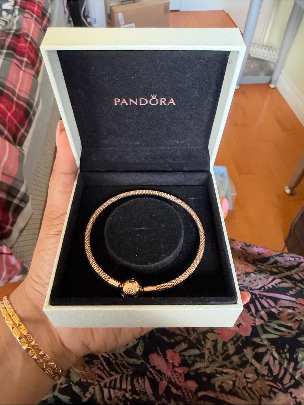 Pandora Rose Gold Mesh Bracelet with Signature Clasp